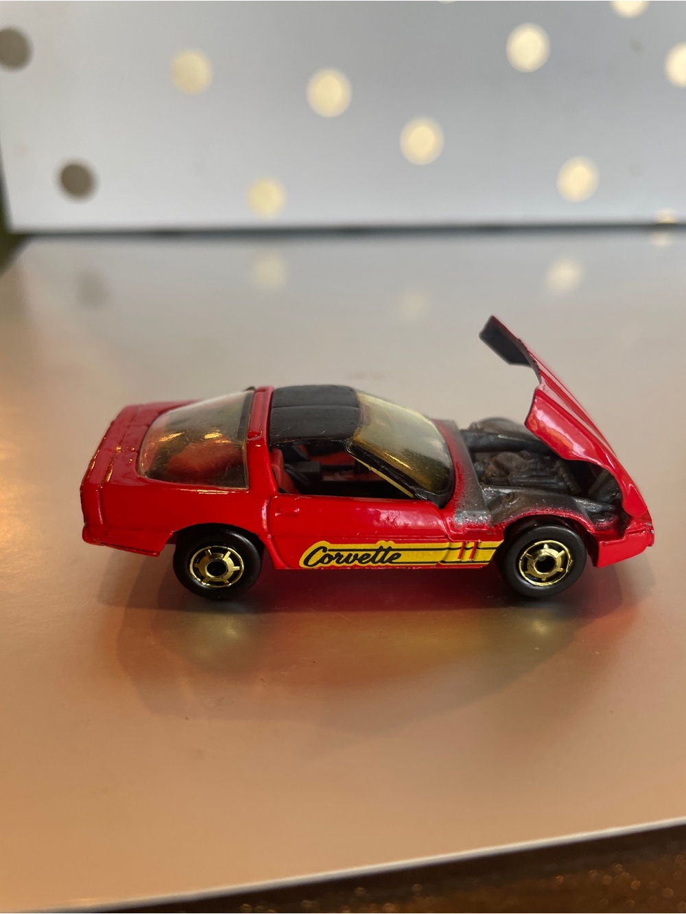 Hot Wheels '80s Red Corvette W/Rare Side Tampo•Opening Hood•Loose diecast